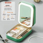 Portable makeup storage box with LED light mirror - MerMoh